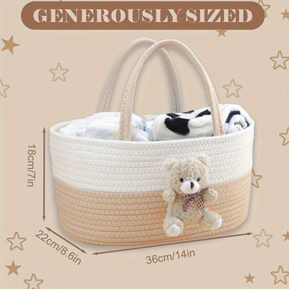 Cute Animal Woven Storage Basket, Decorative Desktop Organizer for Remote Controls, Toys, Stationery & Small Items