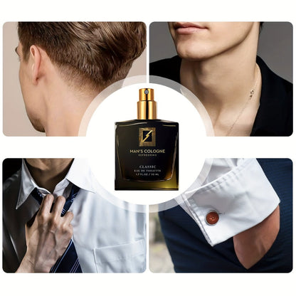 Men's Pheromone Cologne 50ml, Natural Fresh Aromatic Scent, Confidence Boosting Fragrance Spray for Men