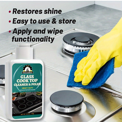 Glass Cooktop Cleaner and Polish – Powerful Stain Remover, Removes Oil Film, Water Spots & Burnt-On Residue