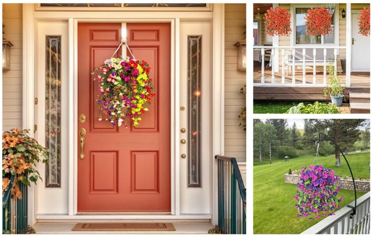 Artificial Rose Vine Hanging Garland 3pcs 216 Flowers – High-Density UV-Resistant Faux Rose Flower Vines with Realistic Roses & Foliage