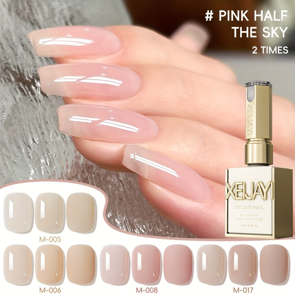 Gel Nail Polish 4-Piece Nude-Pink Frame-Bottle Set with Opaque Shades 05, 06, 08 and 17 for Manicures