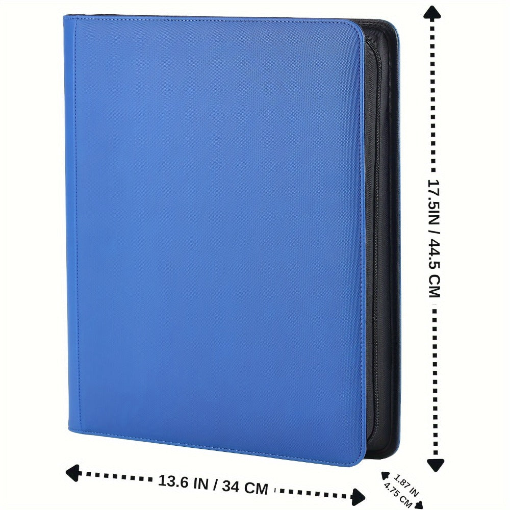 Trading Card Binder Ringless 16 Pocket – Double-Sided Side-Loading Zipper Card Album for Pokemon MTG TCG Sports Cards K-pop Photocards Large