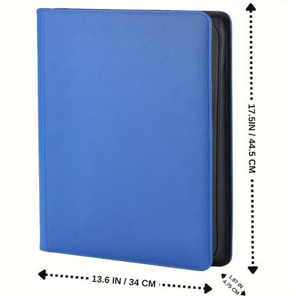 Trading Card Binder Ringless 16 Pocket – Double-Sided Side-Loading Zipper Card Album for Pokemon MTG TCG Sports Cards K-pop Photocards Large