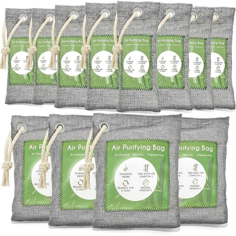 Bamboo Charcoal Air Purifying Bags Odor Absorber & Moisture Absorber Natural Activated for Entryways, Bedrooms and Living Spaces