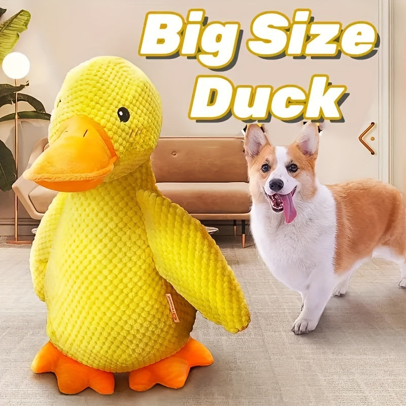 Large Plush Duck Dog Toy with Squeaker – Bite-Resistant Soft Chew Toy for Puppies & Large Breed Dogs, Durable Teething Toy for Golden