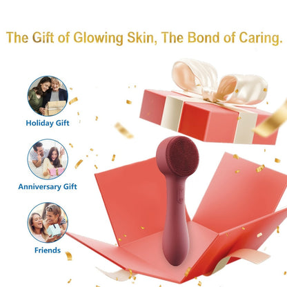 Silicone Facial Cleansing Brush Electric Face Scrubber 12000 Vibrations IPX7 USB Rechargeable Heat Massage for Home or Salon Spa Use
