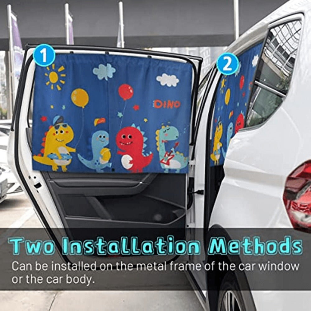 Magnetic Car Window Sunshade – Double Layer Side Window Sun Shade Curtain for UV & Heat Protection | Kids & Baby Car Shade | Blue