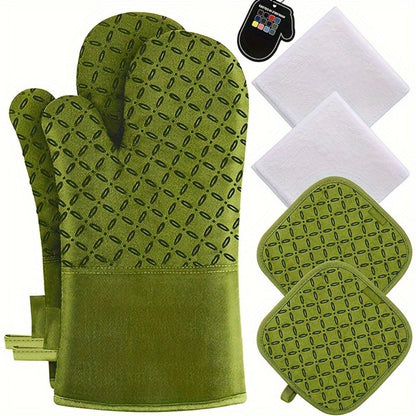 Oven Mitts and Pot Holders Set 6 Piece Heat Resistant Kitchen Gloves Cooking Mitts with Potholder