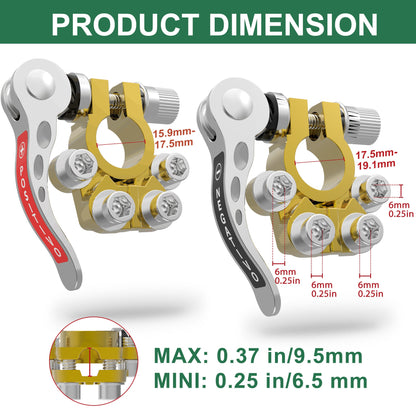 Four-Piece SAE/JIS A-Type Battery Terminal Connector Set with Positive and Negative Quick-Release Clamps