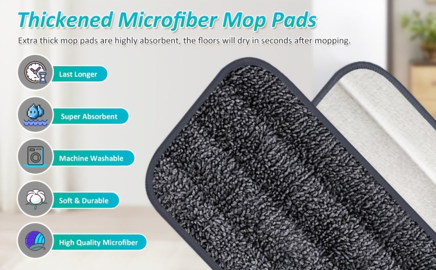 Spray Mop with 3 Microfiber Carbon Fiber Pads Water Spraying Flat Mop Wet Dry Dual Use Floor for Entryways, Bedrooms and Living Spaces