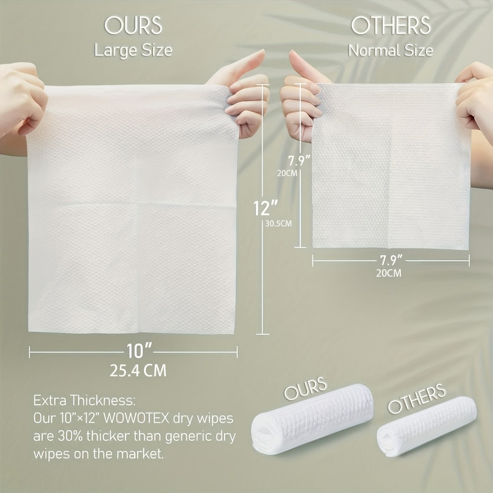 Disposable Face Towels 60 Count Extra Thick & Soft – 10x12 Inch Cotton Cleansing Wipes for Sensitive Skin, Makeup Removal