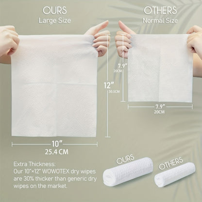Disposable Face Towels 60 Count Extra Thick & Soft – 10x12 Inch Cotton Cleansing Wipes for Sensitive Skin, Makeup Removal