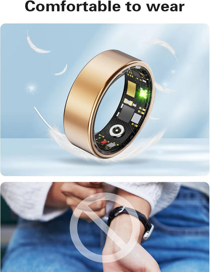 Smart Ring Fitness & Health Tracker for Men & Women, Heart Rate, Sleep, Steps, Calories, Body Temp & HRV Monitoring