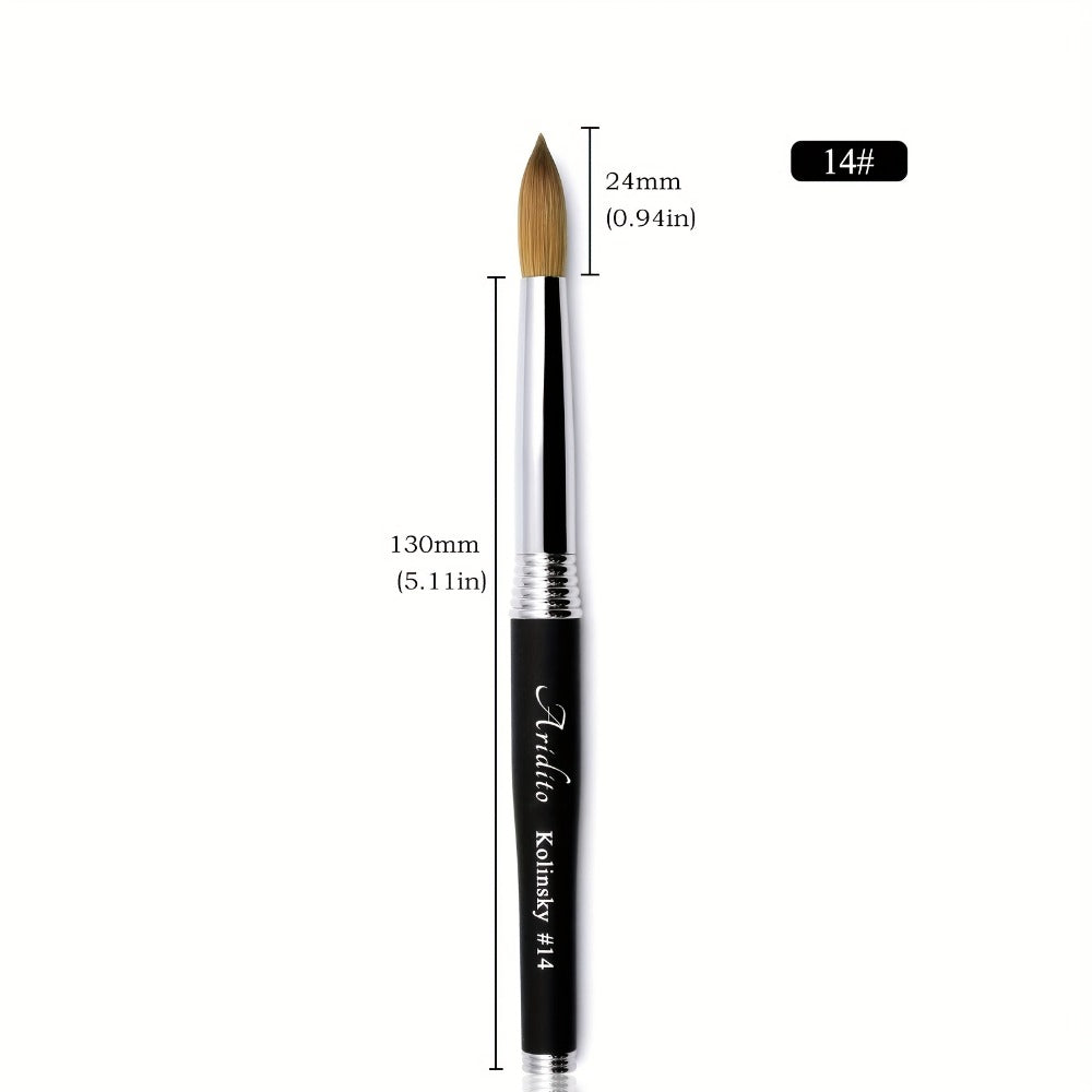 100% Pure Kolinsky Round Head Acrylic Nail Art Brush Black Metal Handle Size 12 14 16 18 – Professional Nail Extension & Acrylic Powder