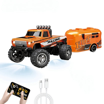 Mini RC Off-Road Truck with Trailer 1:64 Scale Die-Cast Remote Control Car with the Listed Color, Size or Set Options for Everyday Use