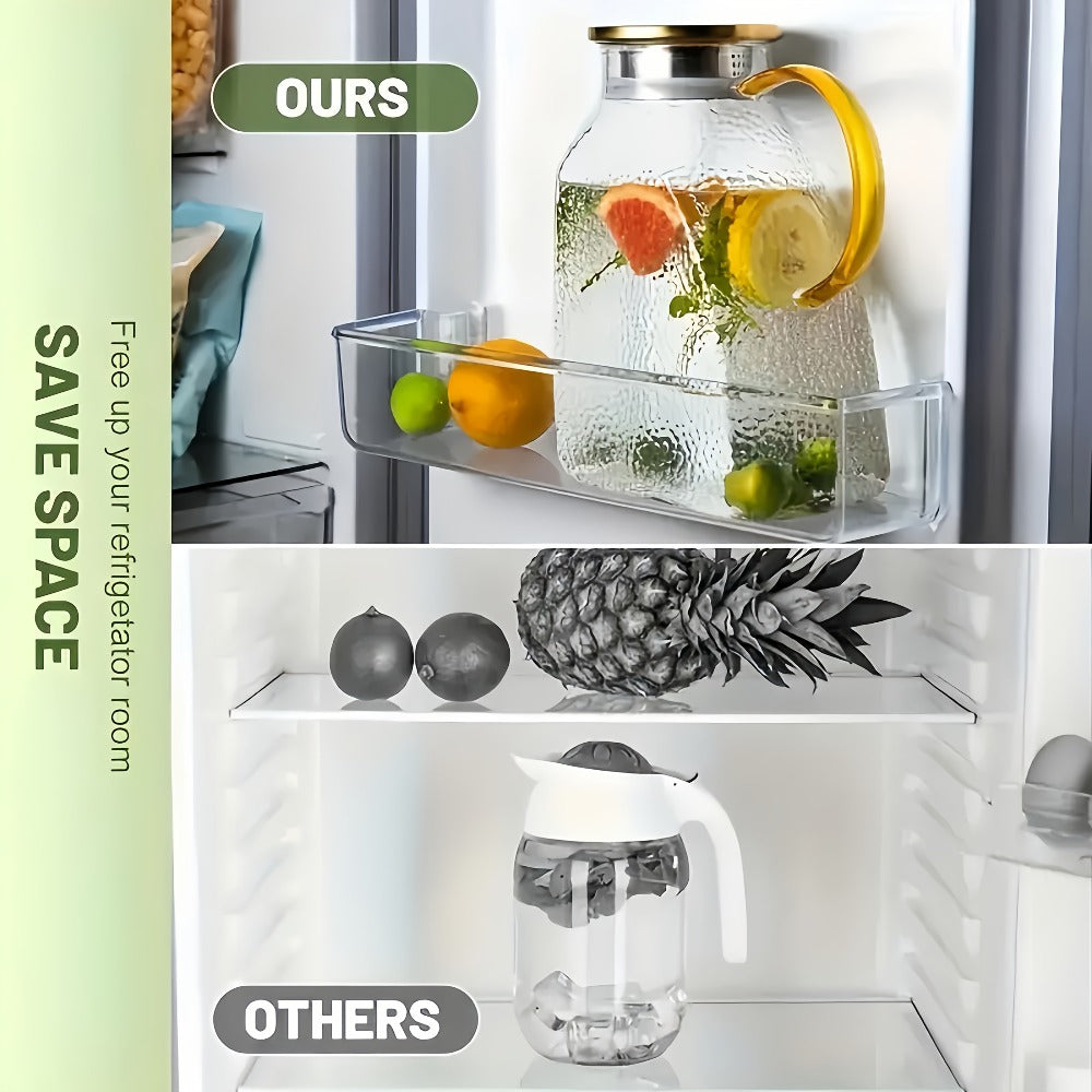 Glass Water Bottle Kettle Set – Heat-Resistant Large Capacity Fridge Door Storage with Cleaning Brush & Long Spoon – Perfect for Iced Tea