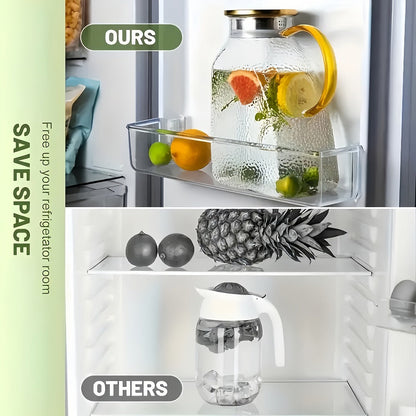 Glass Water Bottle Kettle Set – Heat-Resistant Large Capacity Fridge Door Storage with Cleaning Brush & Long Spoon – Perfect for Iced Tea