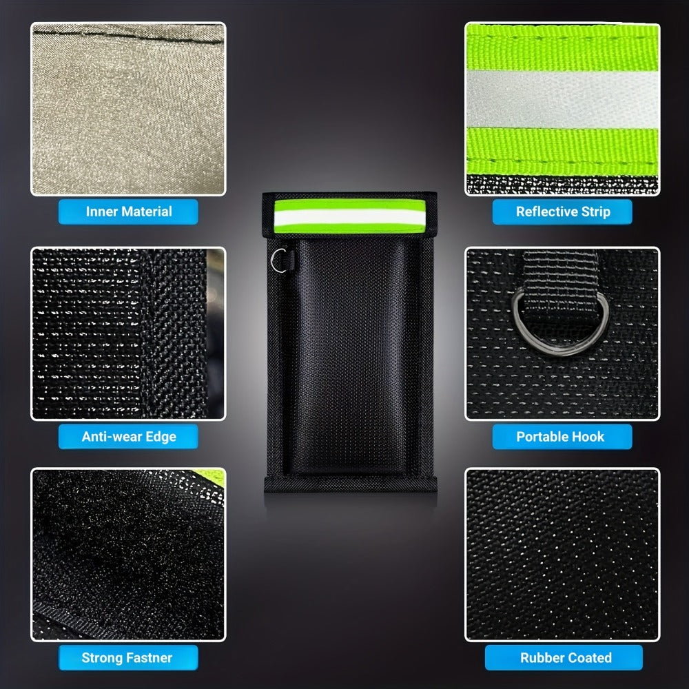 Faraday Bag Signal Blocking Pouch with Reflective Strips, EMP Protection Anti-Tracking Anti-Theft Sleeve for Laptop