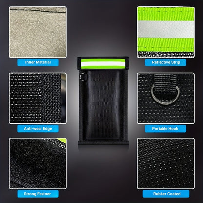Faraday Bag Signal Blocking Pouch with Reflective Strips, EMP Protection Anti-Tracking Anti-Theft Sleeve for Laptop