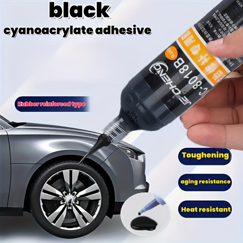 Black Rubber-Specific Cyanoacrylate-Labeled Adhesive in 30cc Syringe Bottle with Pointed Applicator