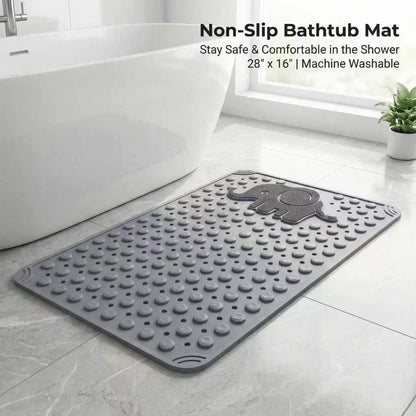 Perforated Suction-Cup Bathtub Mat with 75 × 43 cm Size, Blue or Light Gray Options and Full-Surface Drain Holes