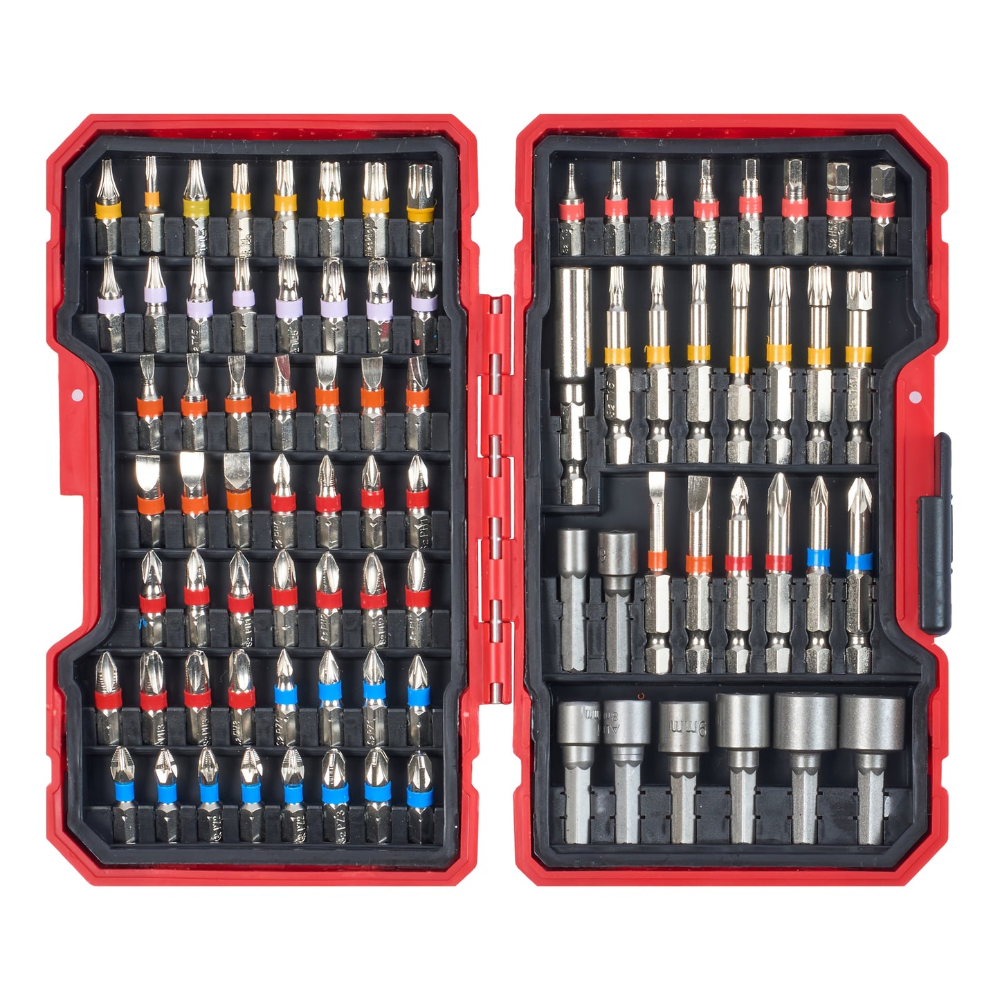 83-Piece YW080 Driver Drill Bit Set with S2-Labeled Bits, Nut Drivers, Holders and Storage Case