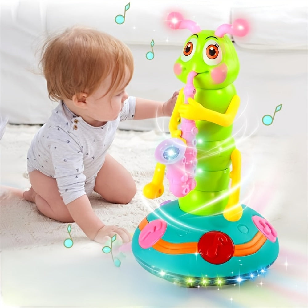 Caterpillar Saxophone Toy for Kids with LED Lights & Music - Electric Musical Instrument for Toddlers