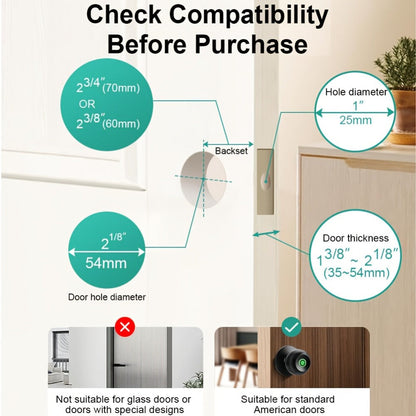 K10 Rechargeable Smart Door Knob with Fingerprint & App Control – 3-in-1 Keyless Entry, Entrance/Passage/Privacy Mode