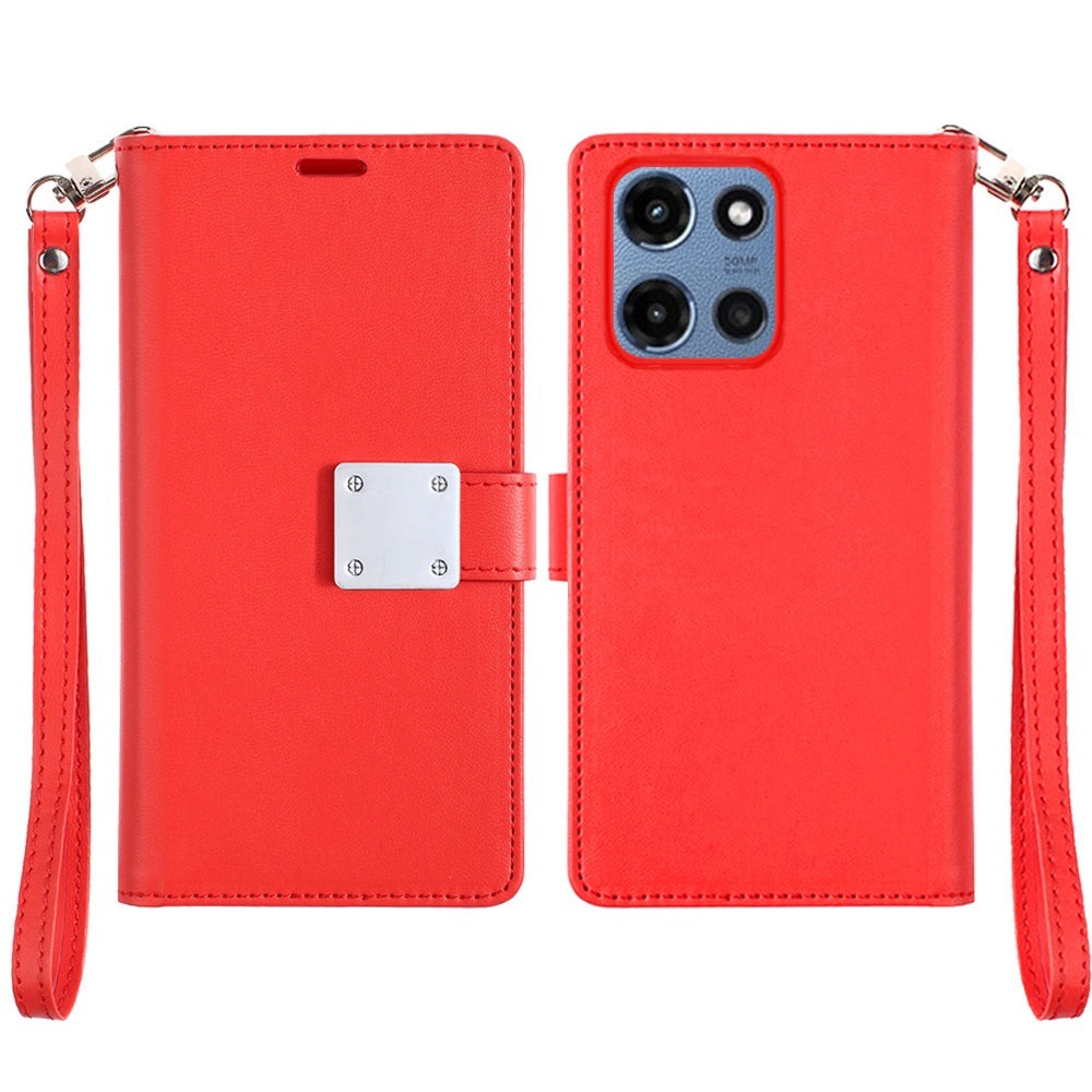 Moto G 5G 2025 Wallet Case PU Leather Folio with 5 Card Slots Cash Pocket Magnetic Closure Kickstand for Motorola Moto G 5G 2025