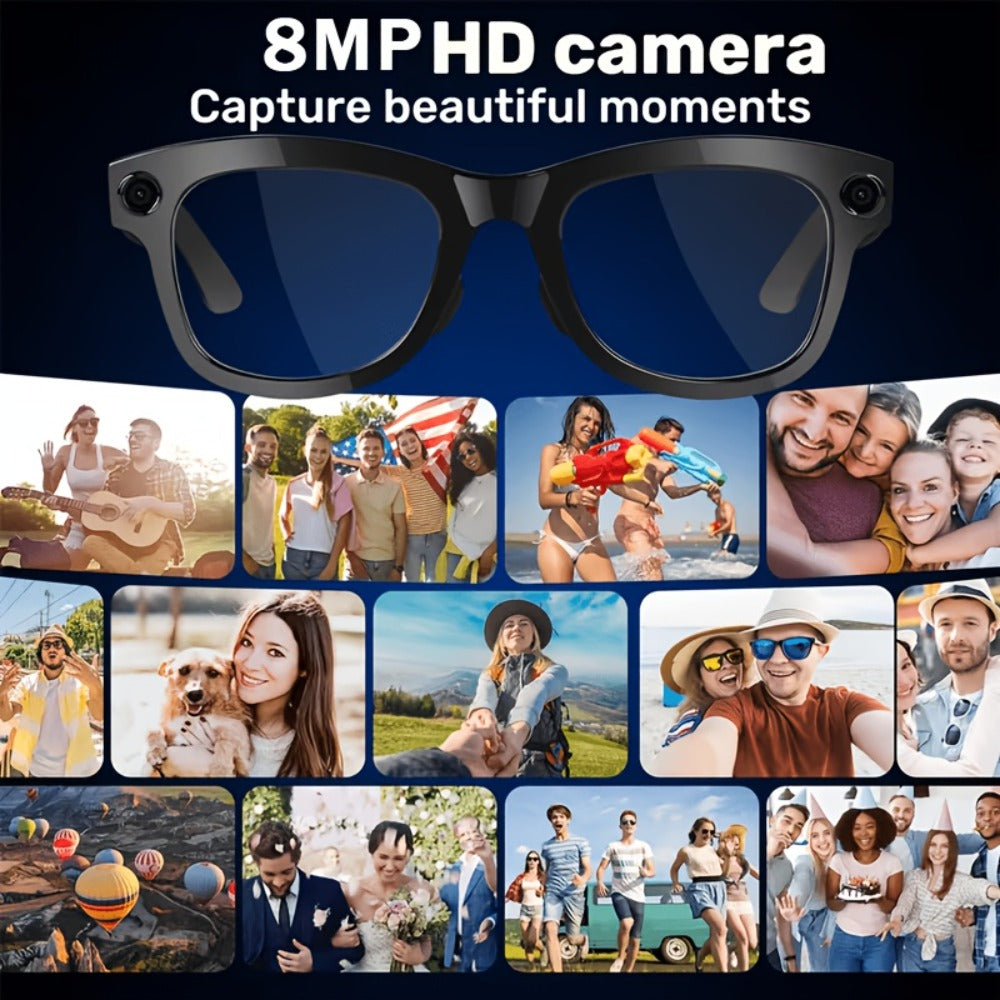 Smart Glasses Camera and Camera-Free Eyewear with Photochromic, Transparent and Black Lens Options
