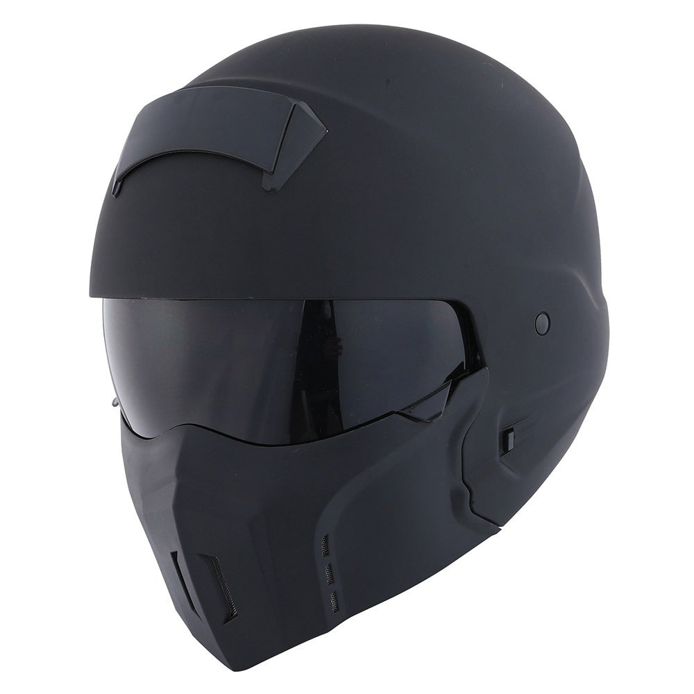 Motorcycle Helmet Convertible Full/Open-Face Shell with Detachable Mask, Smoked Shield, S-XL Sizes and Multiple Styles