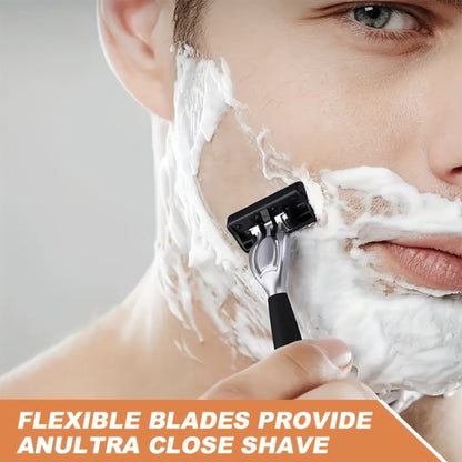Men's Razor Set with Stainless Steel Replacement Blades – Reusable Handle & High-Capacity Blade Kit for Smooth Close Shave