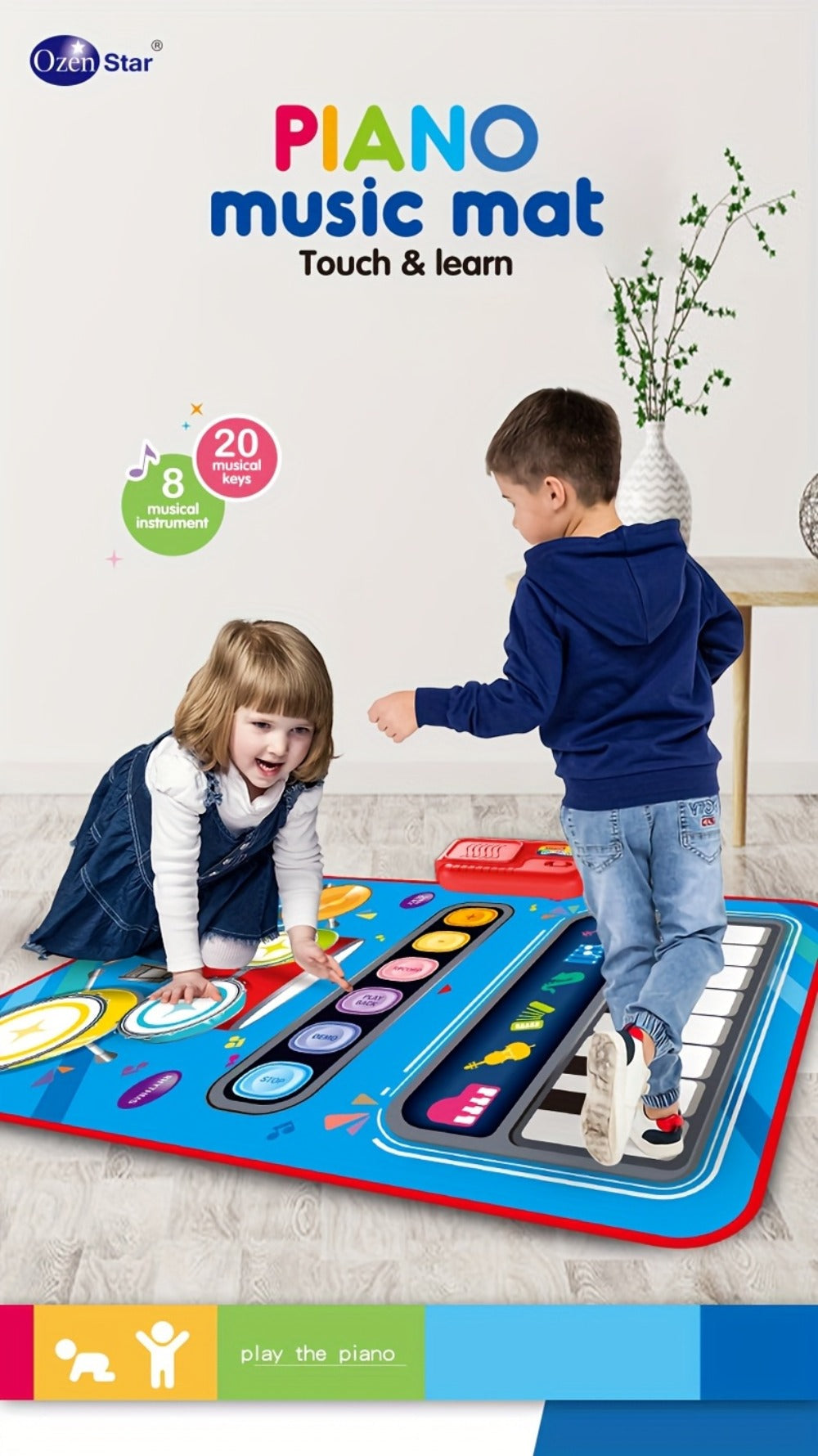 Kids Electronic Drum Music Mat, Multifunctional Musical Toy for Skill Development & Family Bonding