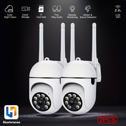 PTZ Dome Security Camera 1080P WiFi 2-Pack Outdoor Indoor, AI Auto Tracking, 360° Pan Tilt, Color Night Vision