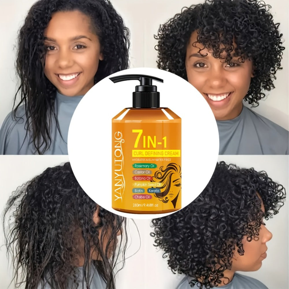 Argan Oil & Rosemary Curling Cream 280ml – 7-in-1 Moisturizing Long-Lasting Hold, Defines Waves & Curls, Naturally Fluffy Frizz-Free Finish