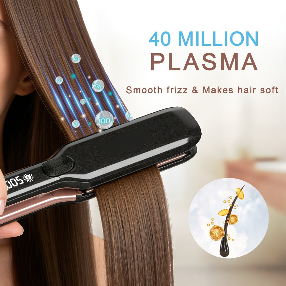 Ceramic Ionic Flat Iron Hair Straightener & Curler 2-in-1 Plasma Anti-Static 260°C 500°F LCD, for Home, Travel and Salon Hair Styling