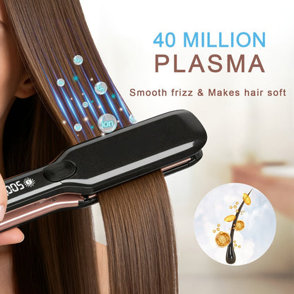 Ceramic Ionic Flat Iron Hair Straightener & Curler 2-in-1 Plasma Anti-Static 260°C 500°F LCD, for Home, Travel and Salon Hair Styling
