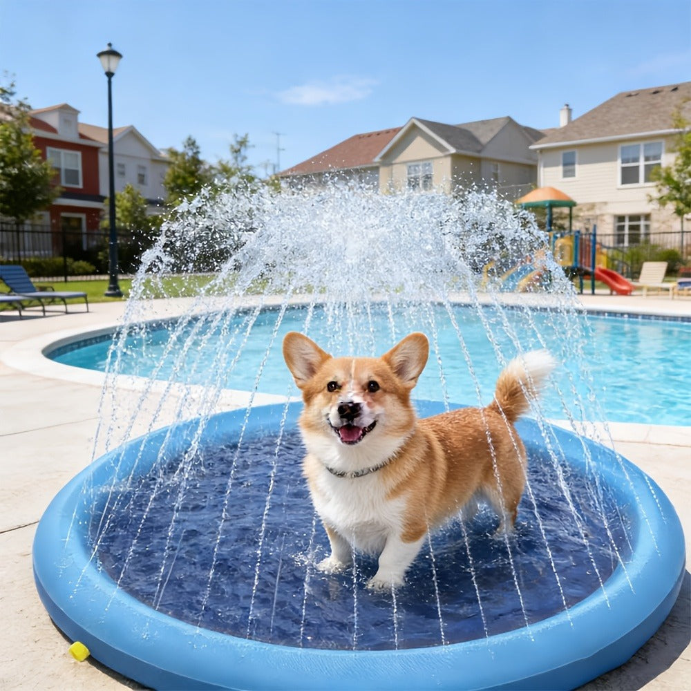 Dog Splash Pad for Large Dogs Extra Thick 0.6mm, Sprinkler Pool & Cooling Mat for Jumbo & Big Breeds