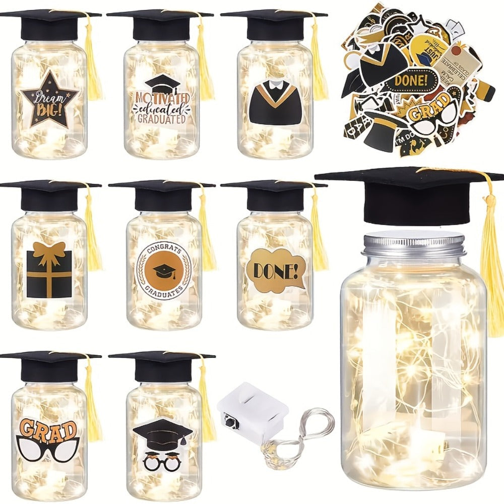 Graduation Gifts Lighted Jars 2026 Set of 8 with Graduation Stickers Party Decorations Mason for Entryways, Bedrooms and Living Spaces