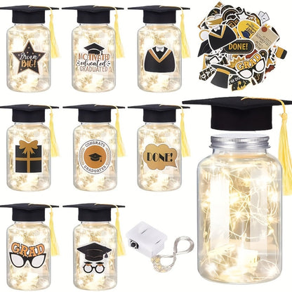 Graduation Gifts Lighted Jars 2026 Set of 8 with Graduation Stickers Party Decorations Mason for Entryways, Bedrooms and Living Spaces