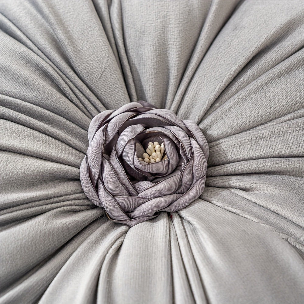 Velvet Flower Shaped Throw Pillow with Pillow Core Elegant Round Cushion Luxury Floral Pillow for Entryways, Bedrooms and Living Spaces