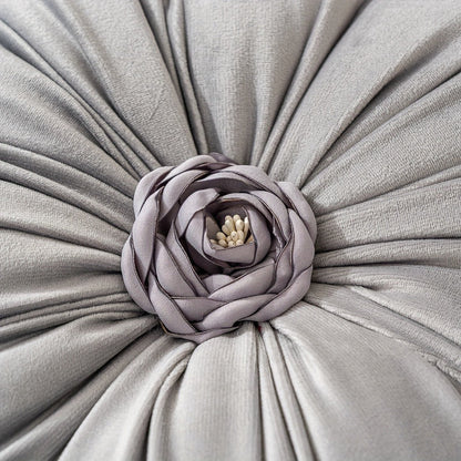 Velvet Flower Shaped Throw Pillow with Pillow Core Elegant Round Cushion Luxury Floral Pillow for Entryways, Bedrooms and Living Spaces