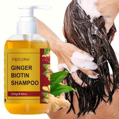 Ginger Biotin Shampoo 250g with Vitamin B7 for Hair Growth, Deep Cleansing, Anti-Breakage, Anti-Split Ends