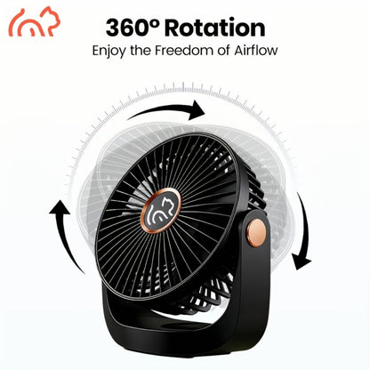 Portable Fan USB-Rechargeable Five-Speed Model with Desk, Wall, Ceiling and Hanging Placement Options