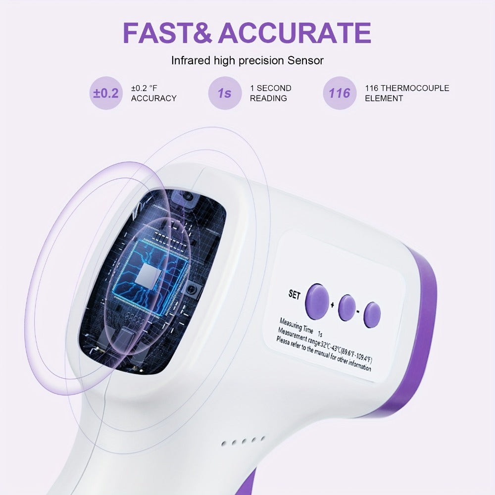 Non-Contact Forehead Thermometer Digital Infrared, 1-Second Instant Reading, Fever Alarm, 3-in-1 Forehead & Object Mode