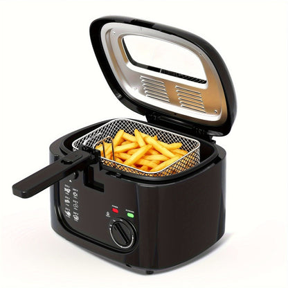 1500W Deep Fryer in Black or White with 84.54-Ounce Source Capacity, Windowed Lid and Rotary Dial
