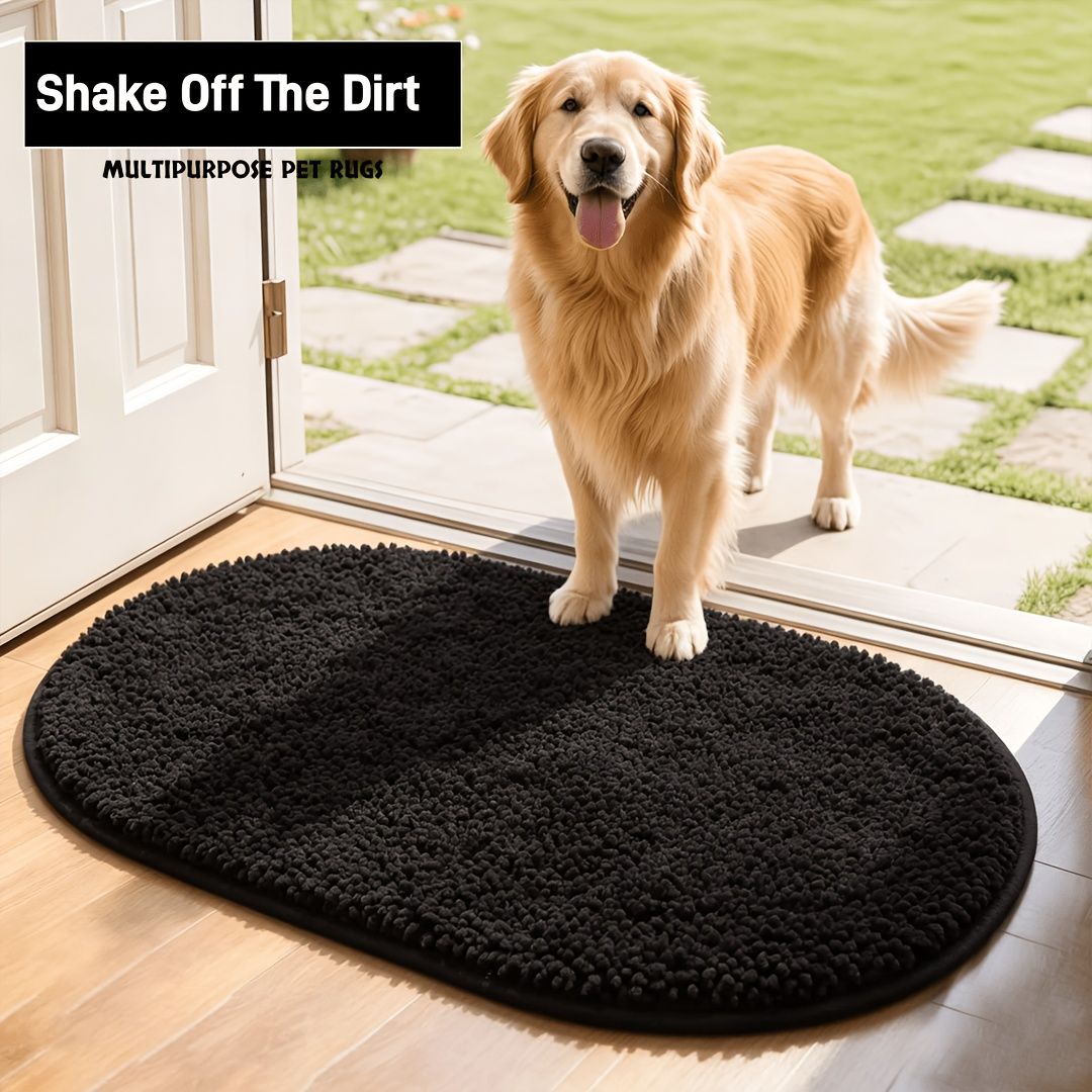 Chenille Dog Door Mat Super Muddy Paws Pet Rug Gingham Entryway Mat Indoor Outdoor Multiple Sizes & Colors