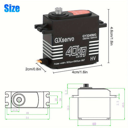 High Torque Digital Servo 180° Metal Gear, 25T Servo Arm for 1/8 1/10 RC Cars Trucks Crawlers & Robots