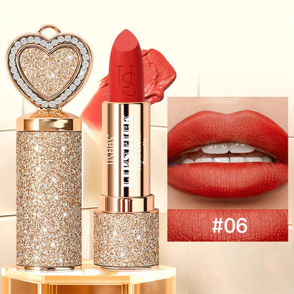 Matte Lipstick Heart-Shaped Design 24H Long-Lasting Velvet Finish – Transfer-Resistant Highly Pigmented Buildable Lip Color