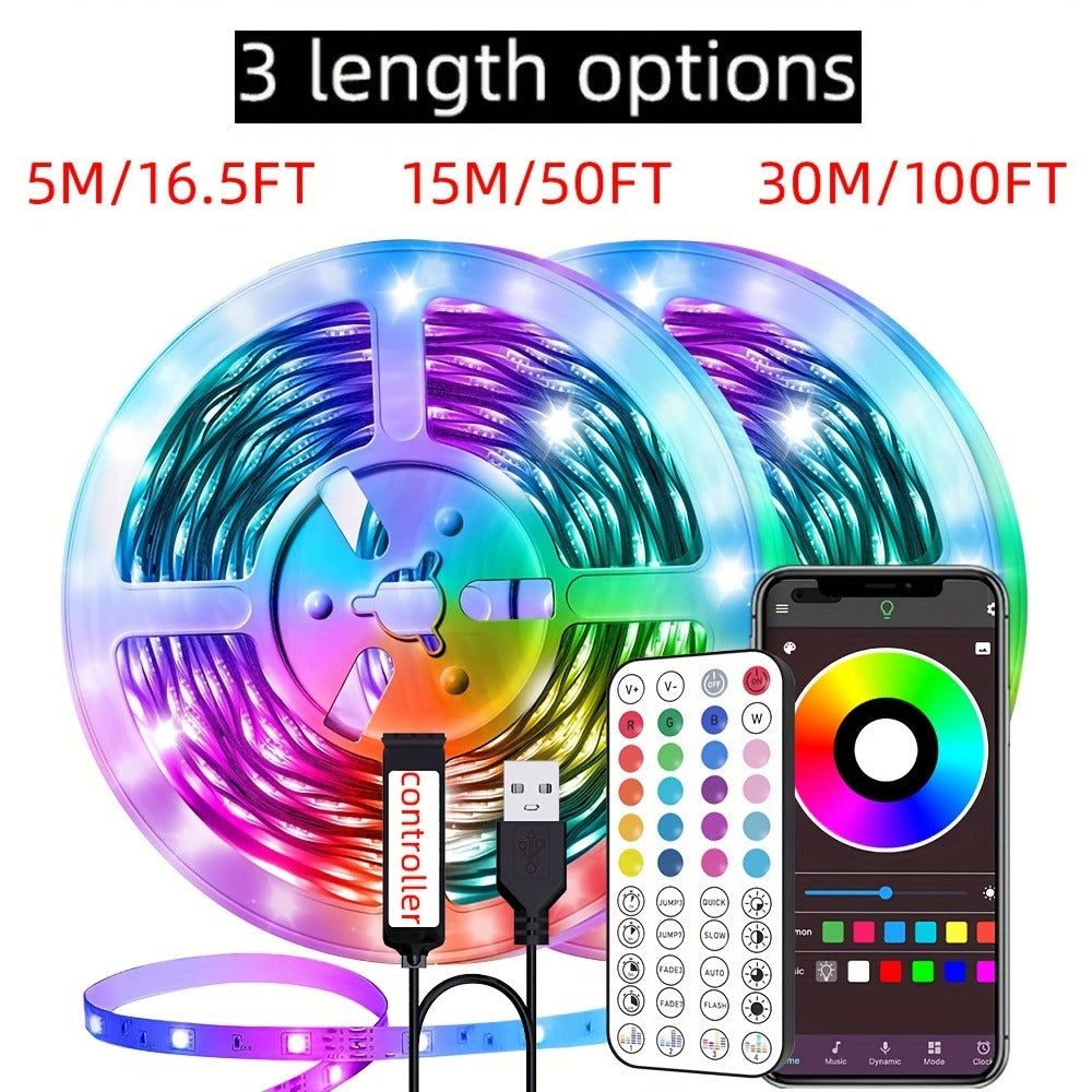 Smart RGB LED Strip Lights 10M 32FT Remote Control Color Changing Atmosphere Lights for Entryways, Bedrooms and Living Spaces